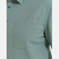 Męska KOSZULA LNIANA, regulowany RĘKAW, KOŁNIERZ zielona MORAJ